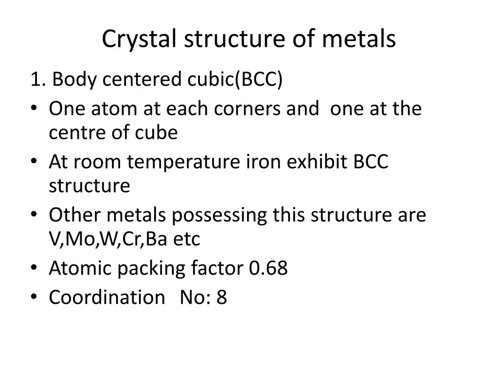 crystal structure of metals