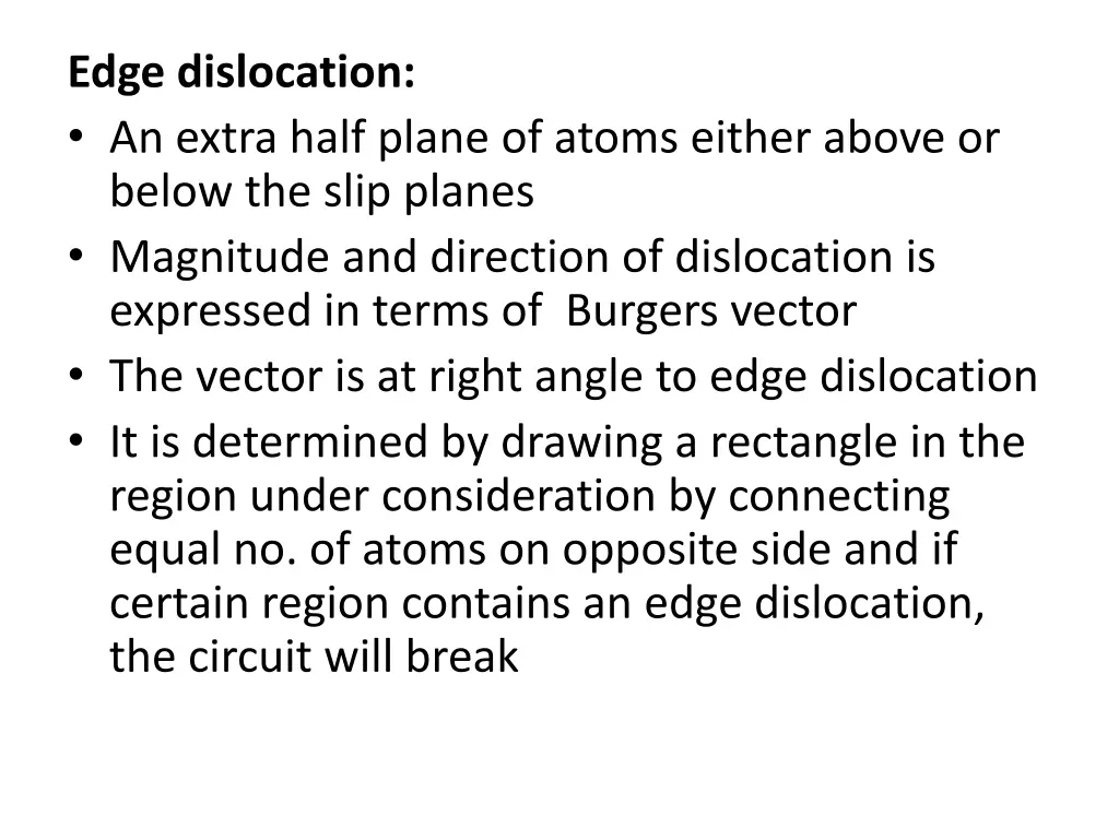 edge dislocation an extra half plane of atoms