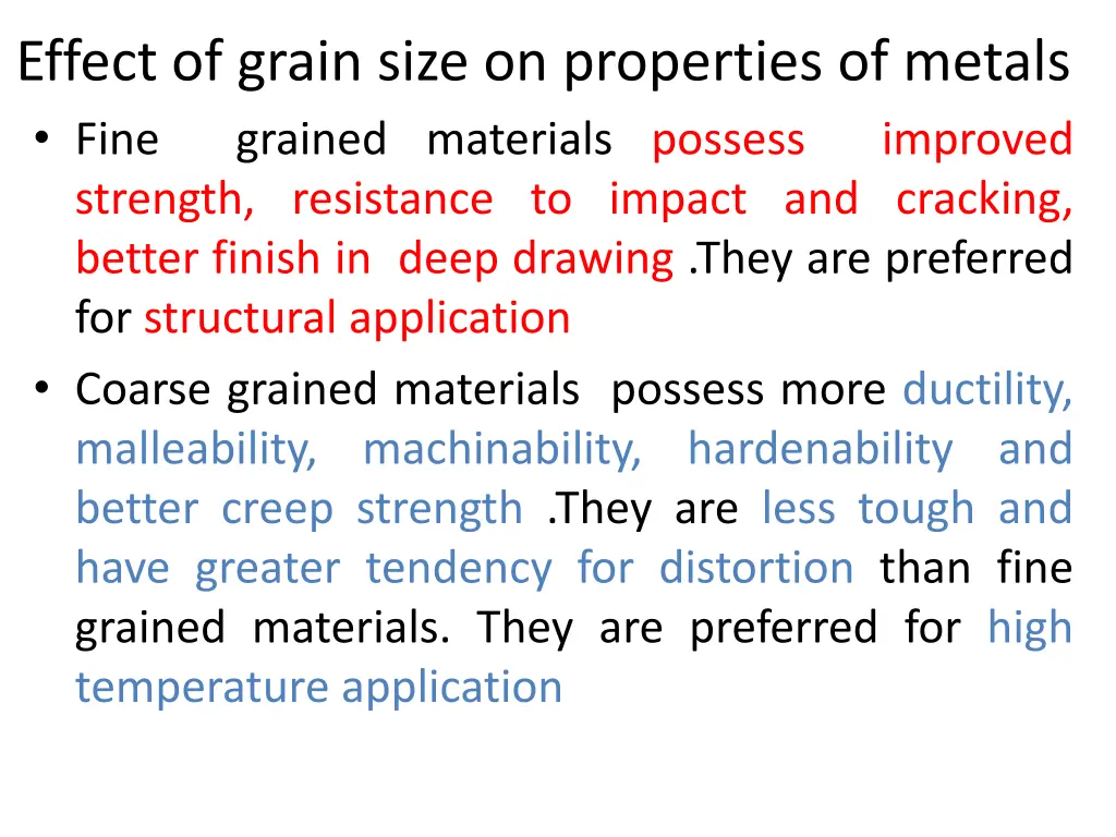 effect of grain size on properties of metals fine