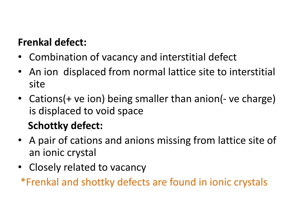 frenkal defect combination of vacancy