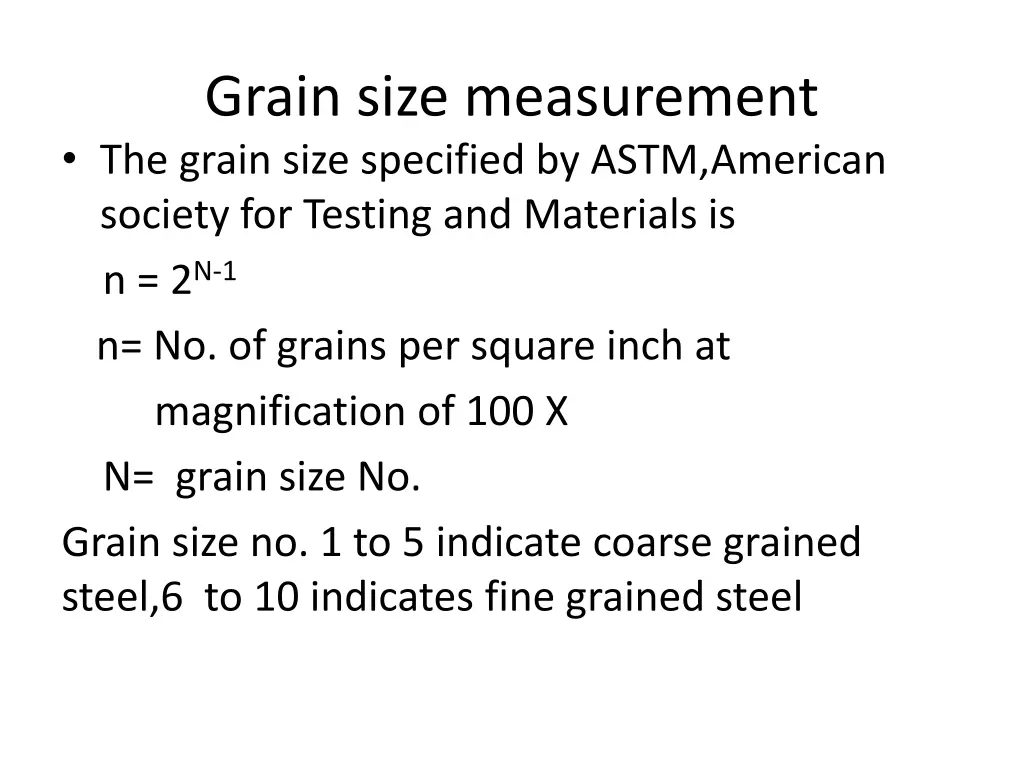 grain size measurement the grain size specified