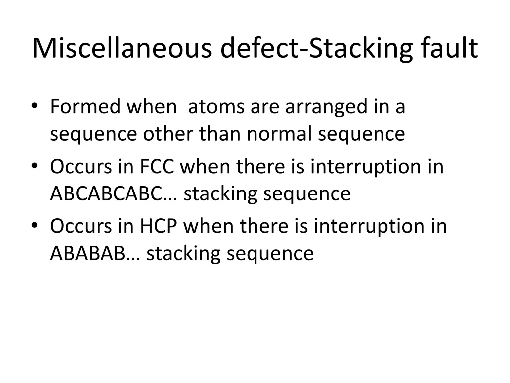 miscellaneous defect stacking fault