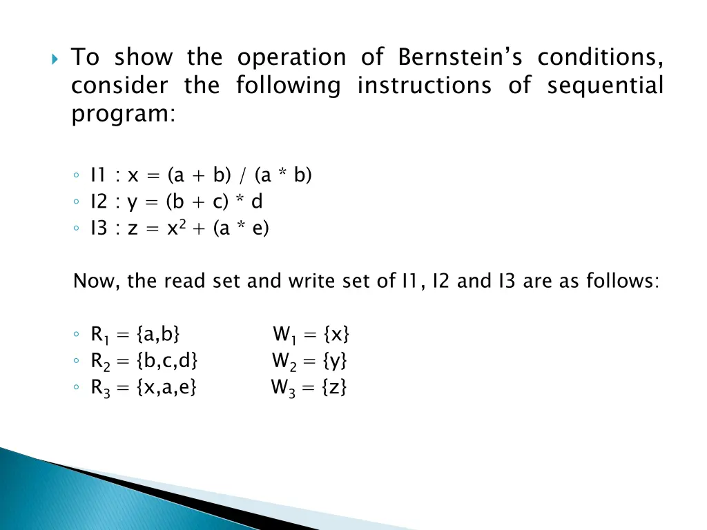 to show the operation of bernstein s conditions