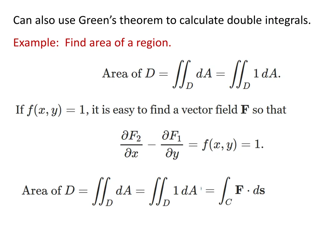 can also use green s theorem to calculate double 1