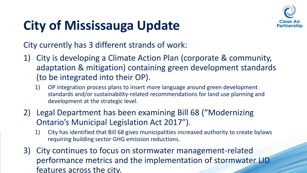 city of mississauga update