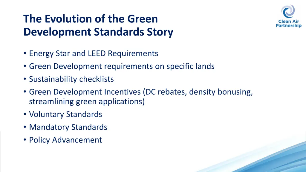 the evolution of the green development standards