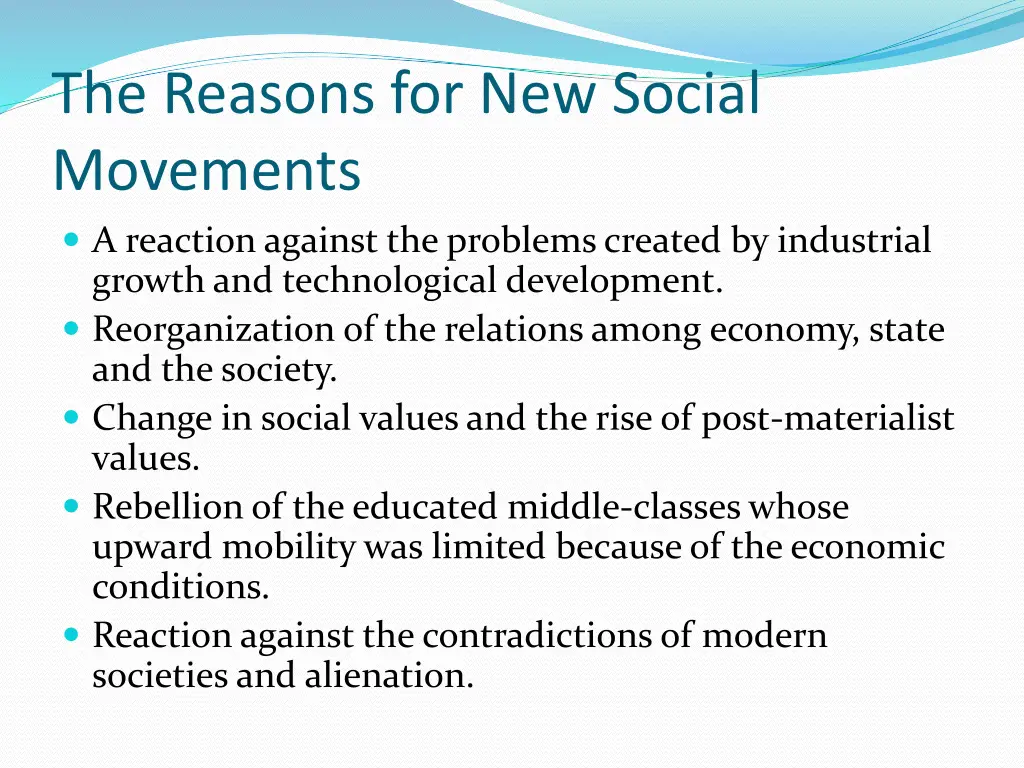 the reasons for new social movements a reaction