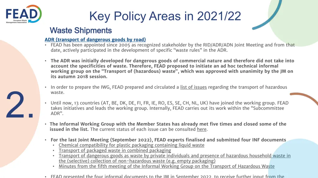 key policy areas in 2021 22 waste shipments waste