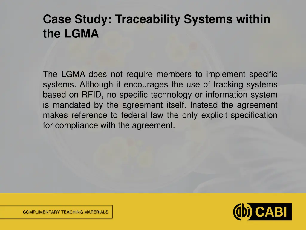 case study traceability systems within the lgma