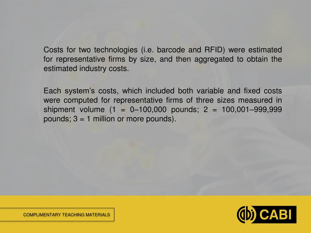 costs for two technologies i e barcode and rfid