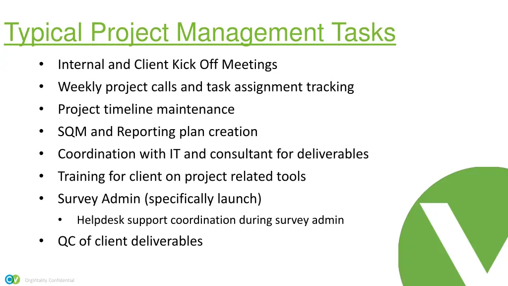 typical project management tasks