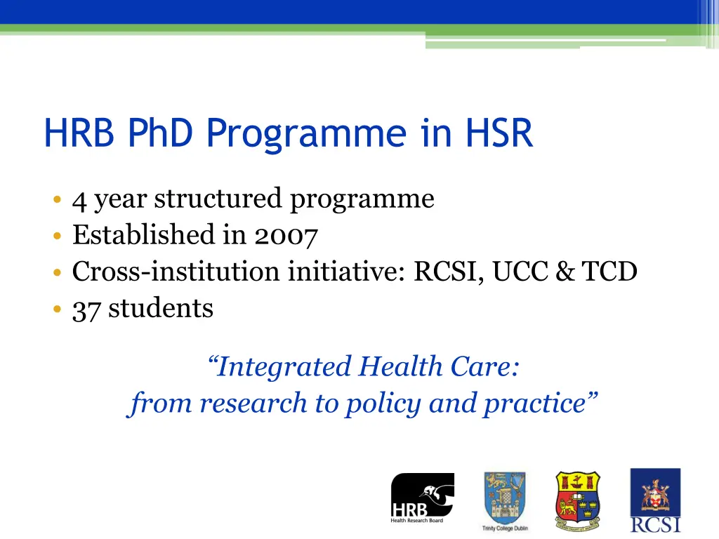 hrb phd programme in hsr