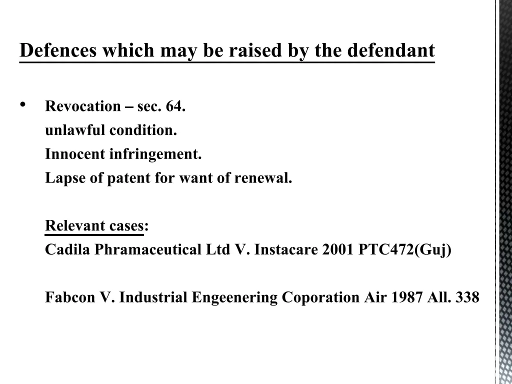 defences which may be raised by the defendant