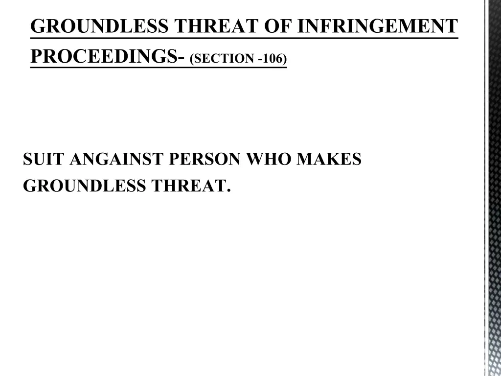 groundless threat of infringement proceedings