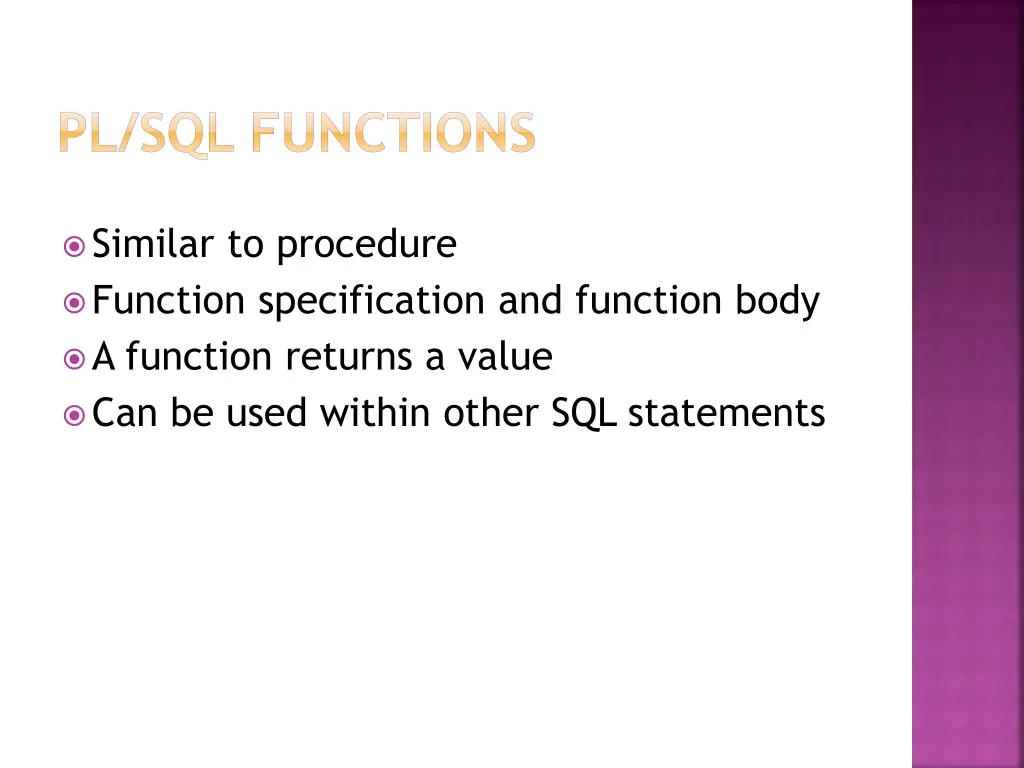 pl sql functions