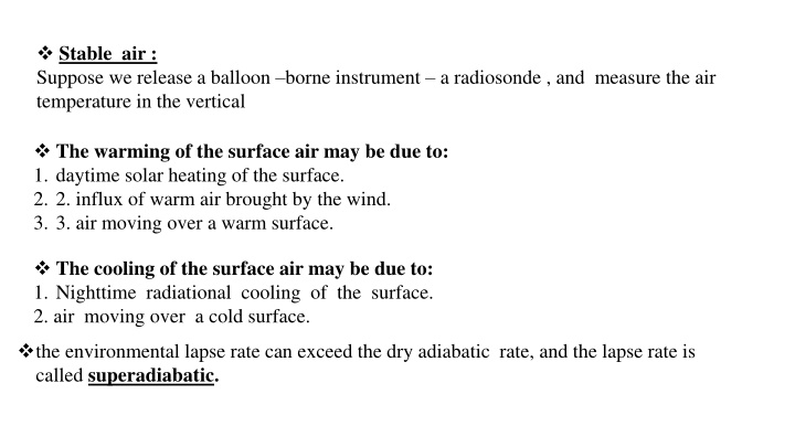 stable air suppose we release a balloon borne