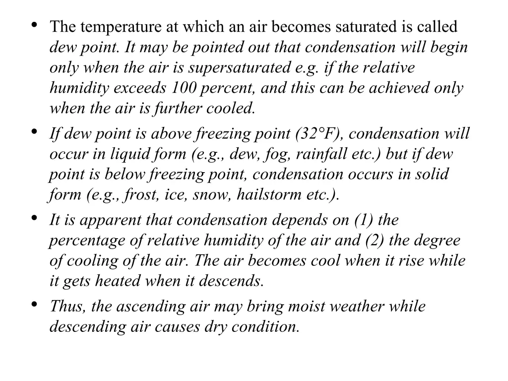 the temperature at which an air becomes saturated