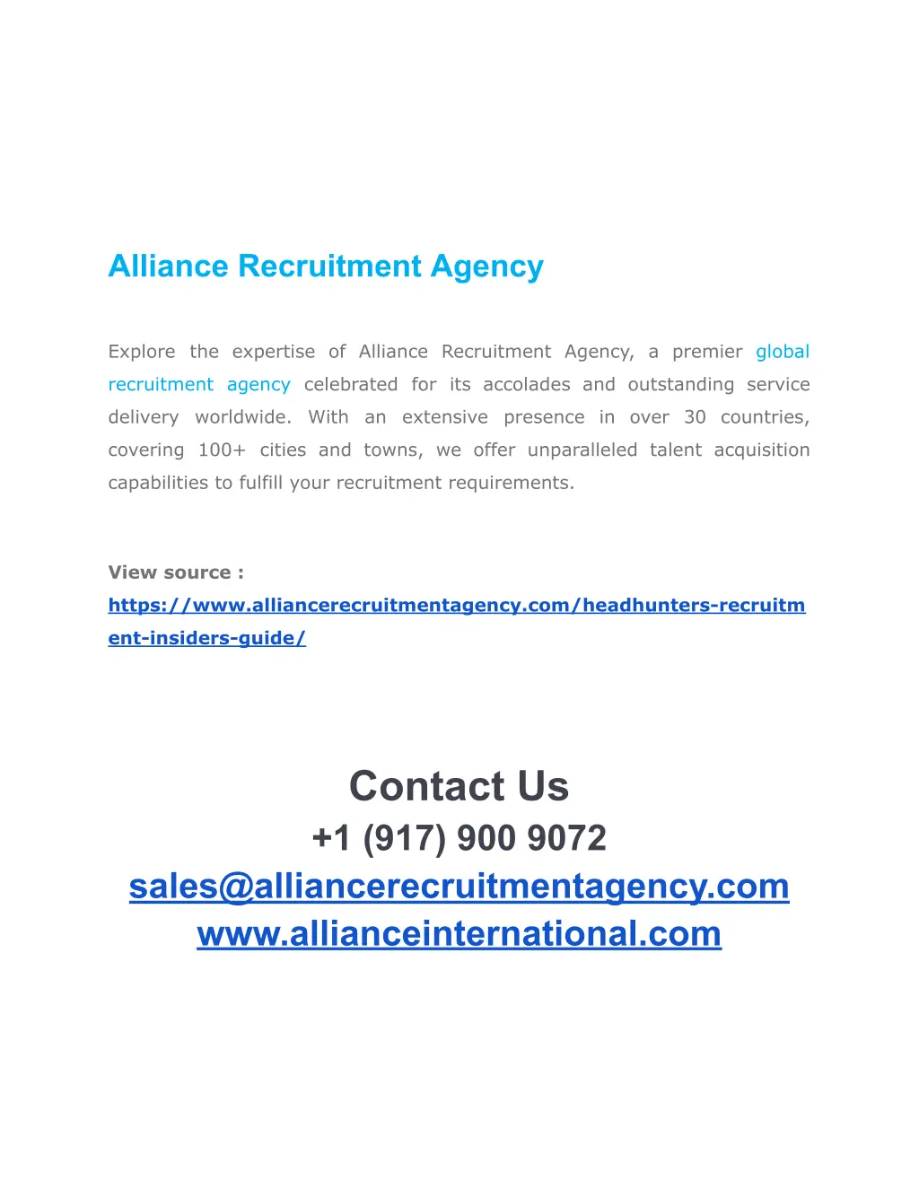 alliance recruitment agency