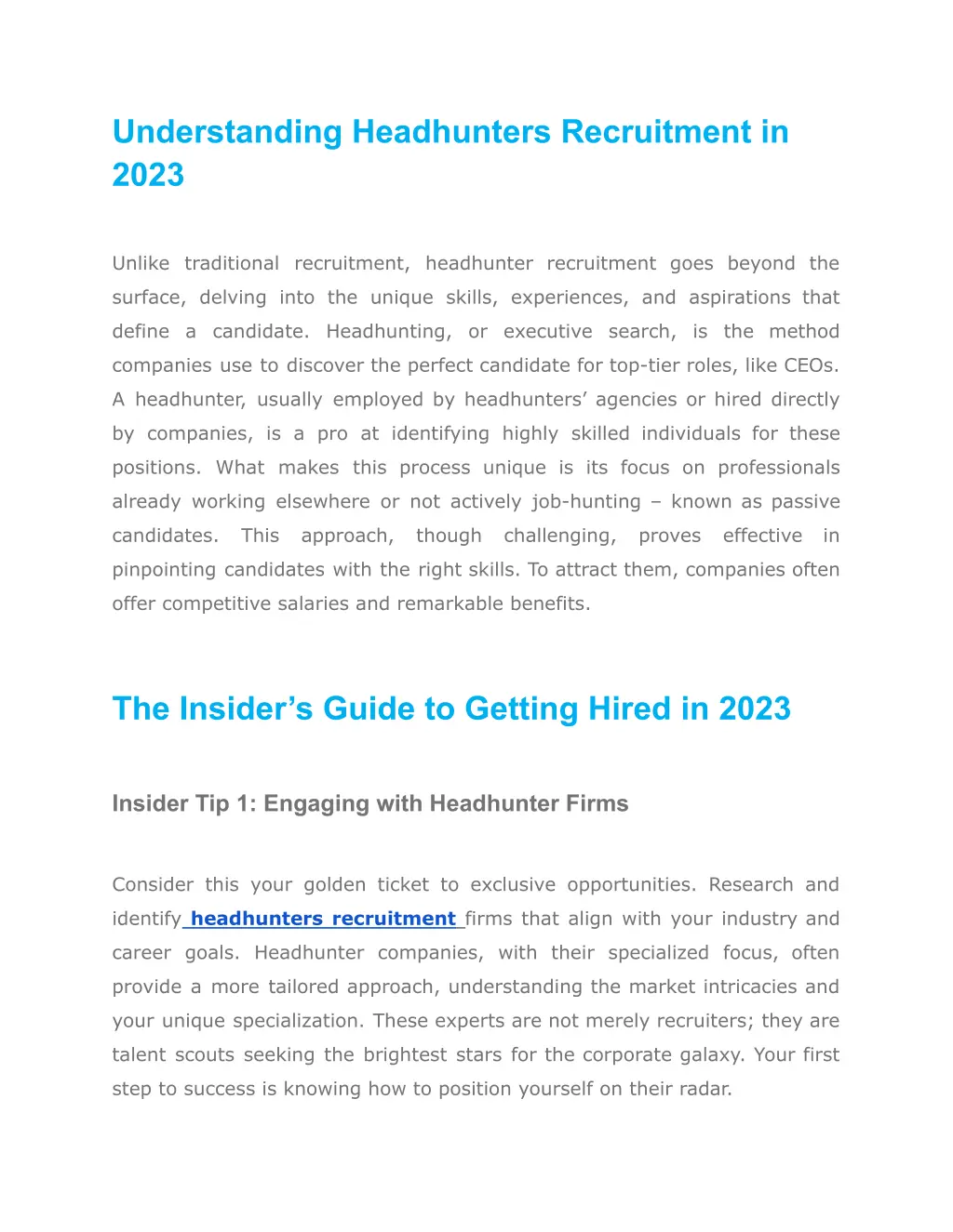 understanding headhunters recruitment in 2023