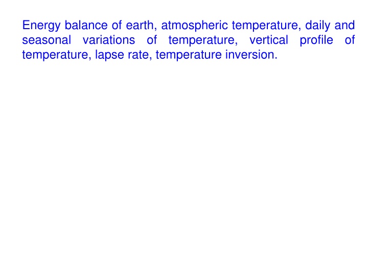 energy balance of earth atmospheric temperature