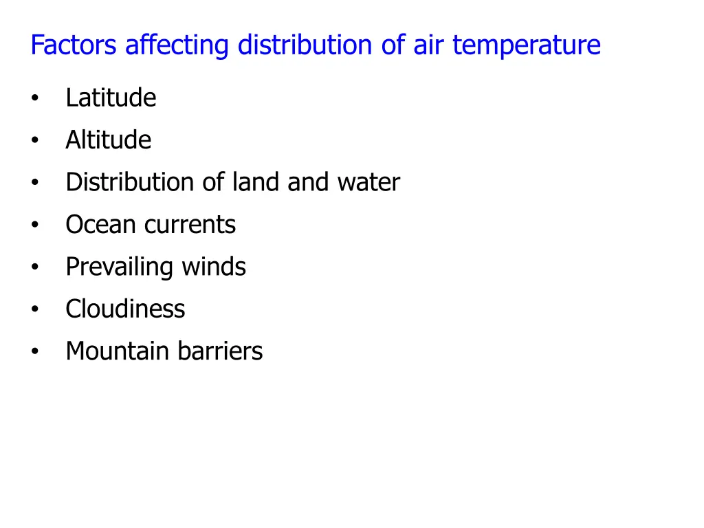 factors affecting distribution of air temperature