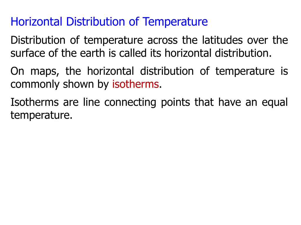 horizontal distribution of temperature