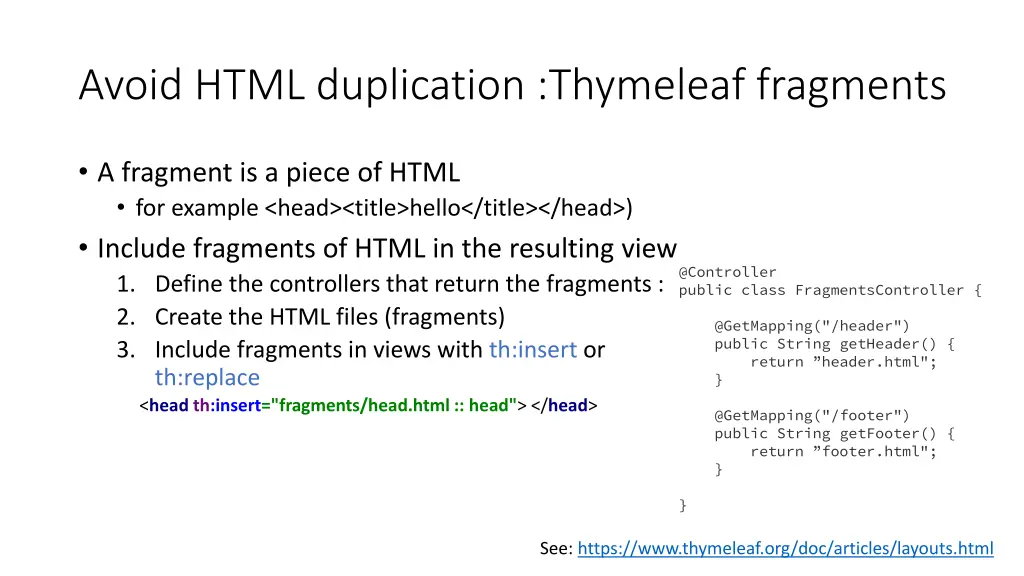 avoid html duplication thymeleaf fragments