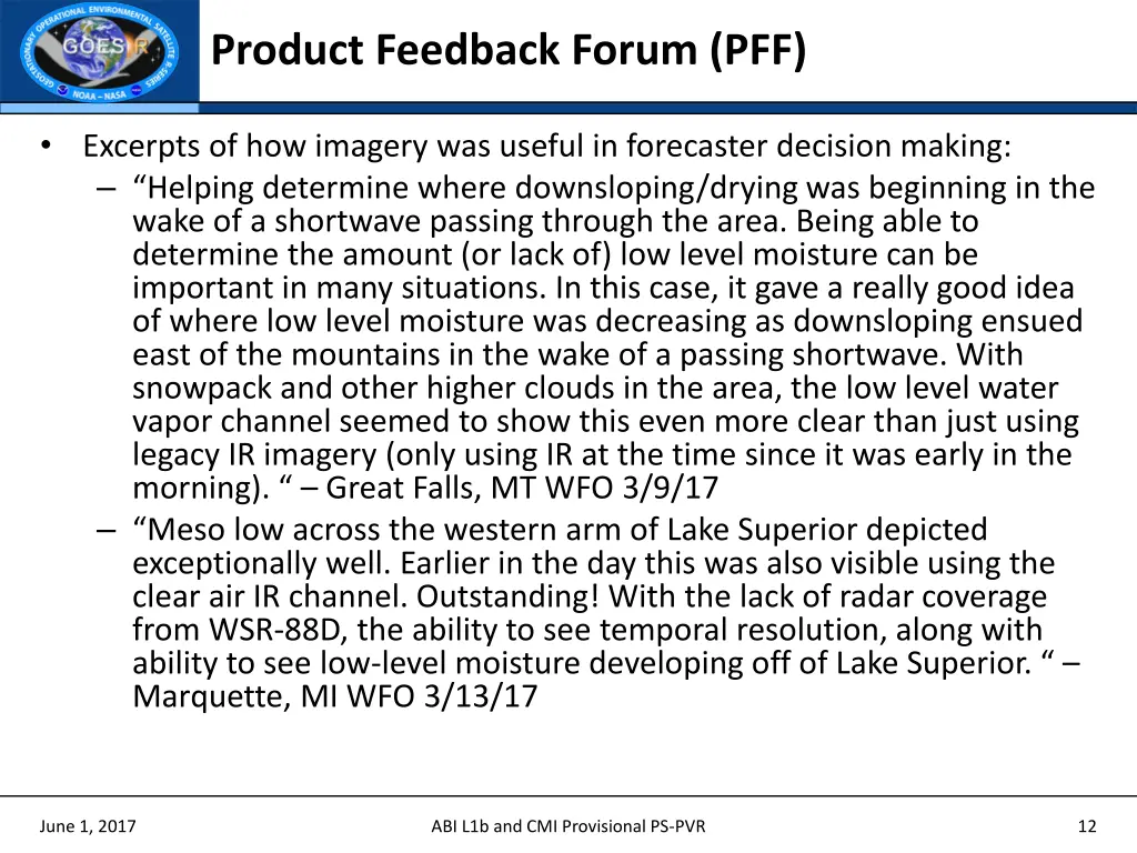 product feedback forum pff 9