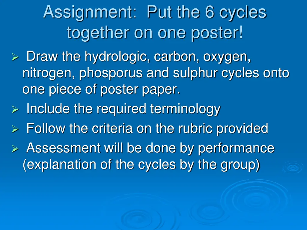 assignment put the 6 cycles together on one poster