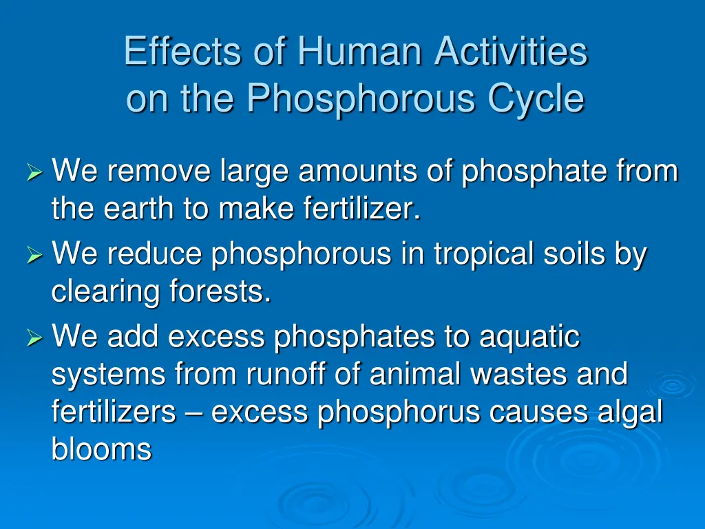 effects of human activities on the phosphorous