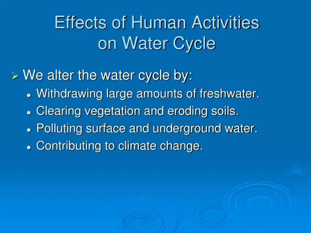 effects of human activities on water cycle