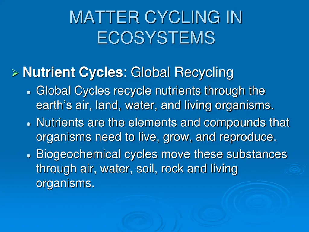 matter cycling in ecosystems