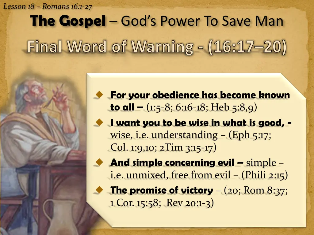 lesson 18 romans 16 1 27 the gospel god s power 12