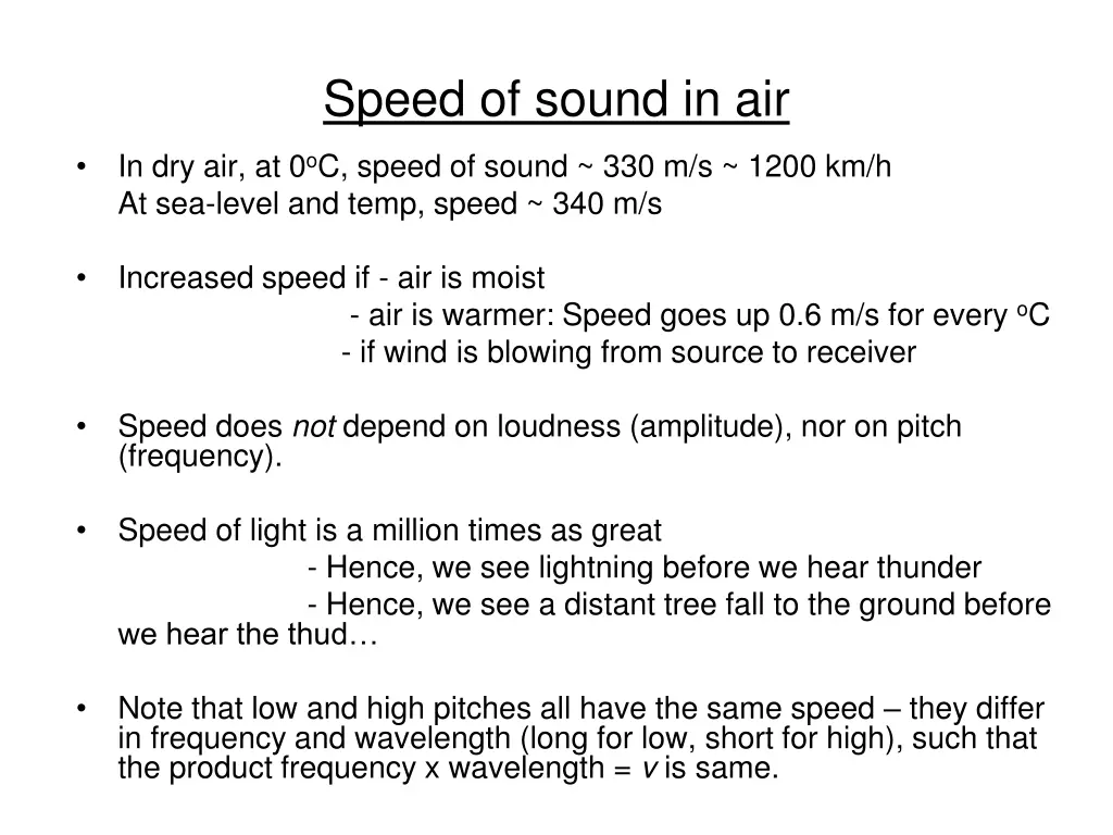 speed of sound in air