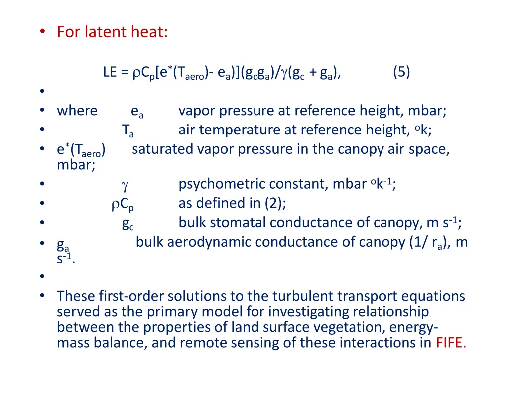 for latent heat