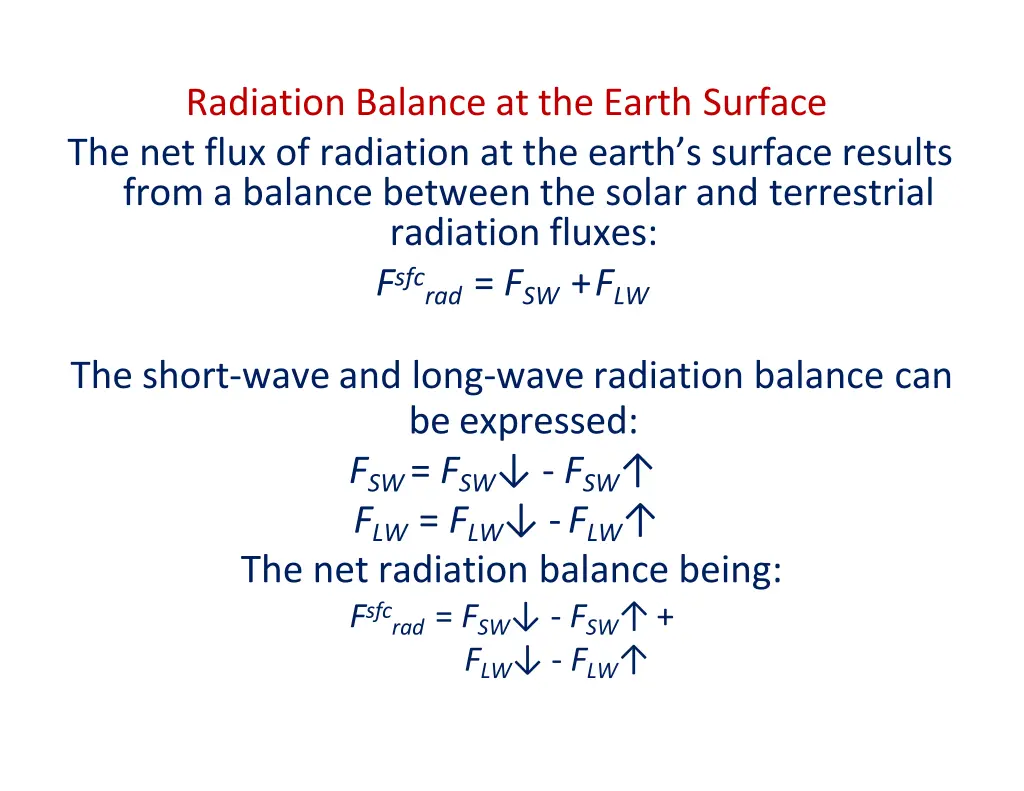 radiation balance at the earth surface