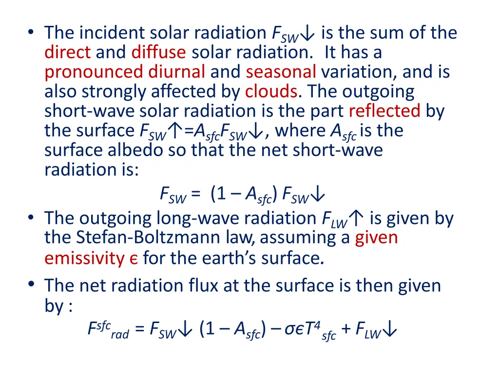 the incident solar radiation