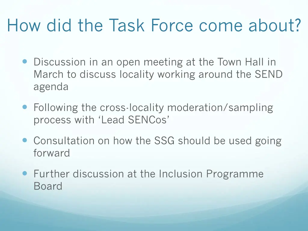 how did the task force come about