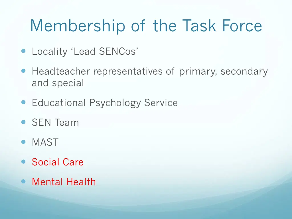 membership of the task force