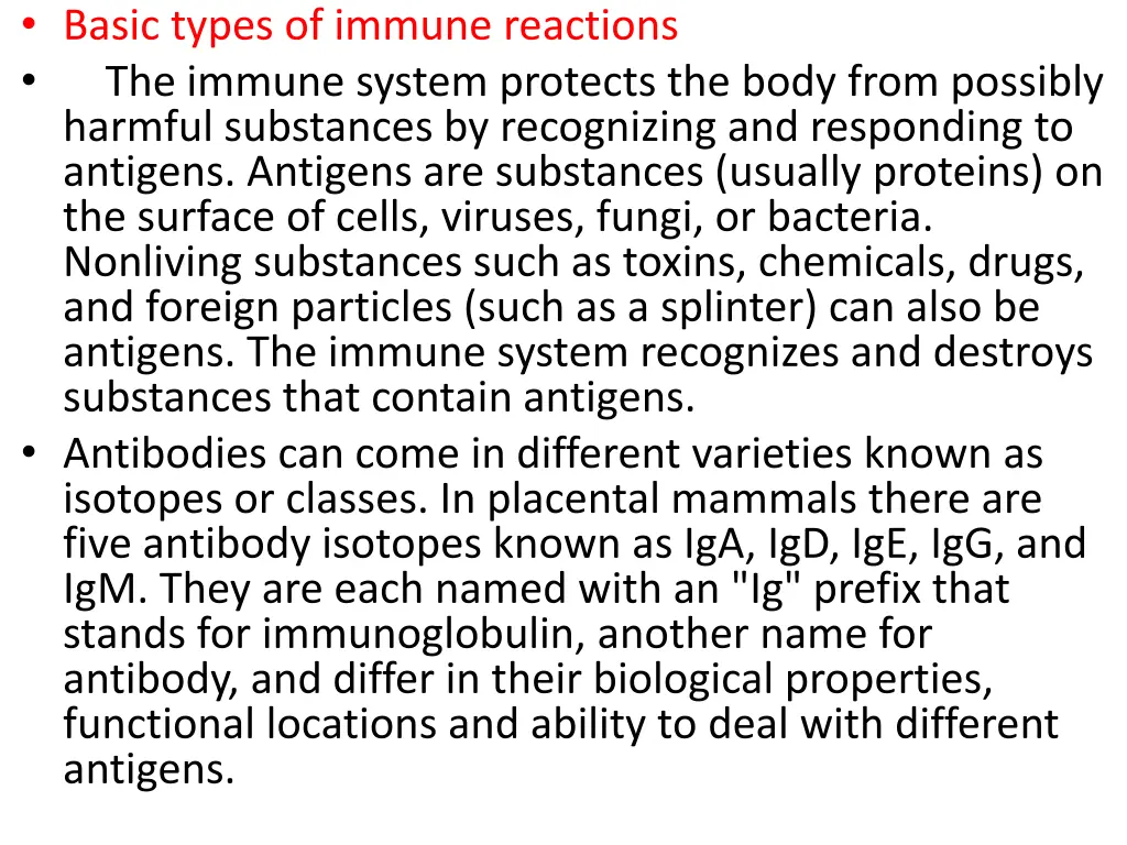 basic types of immune reactions the immune system