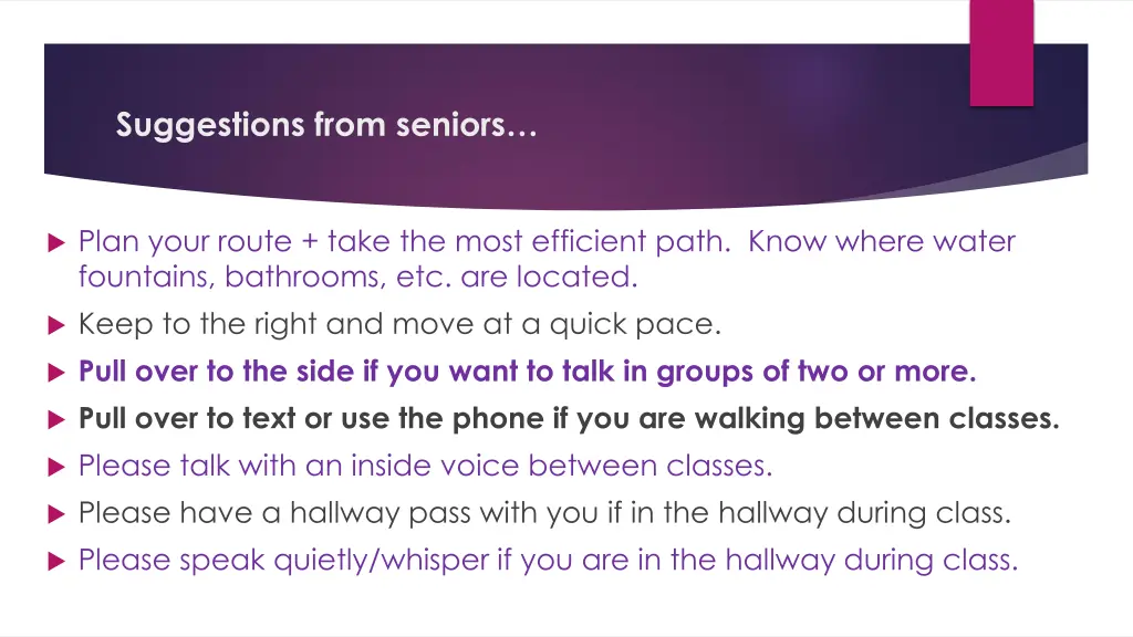 suggestions from seniors