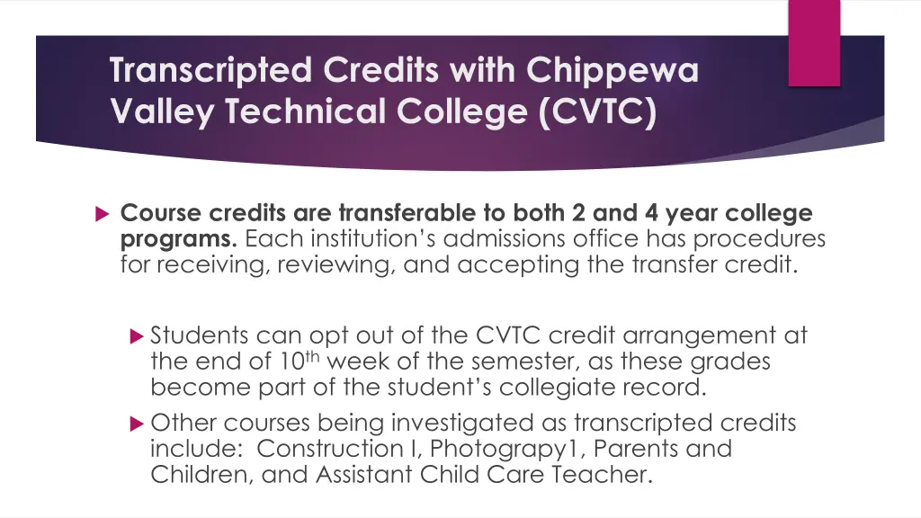 transcripted credits with chippewa valley 1