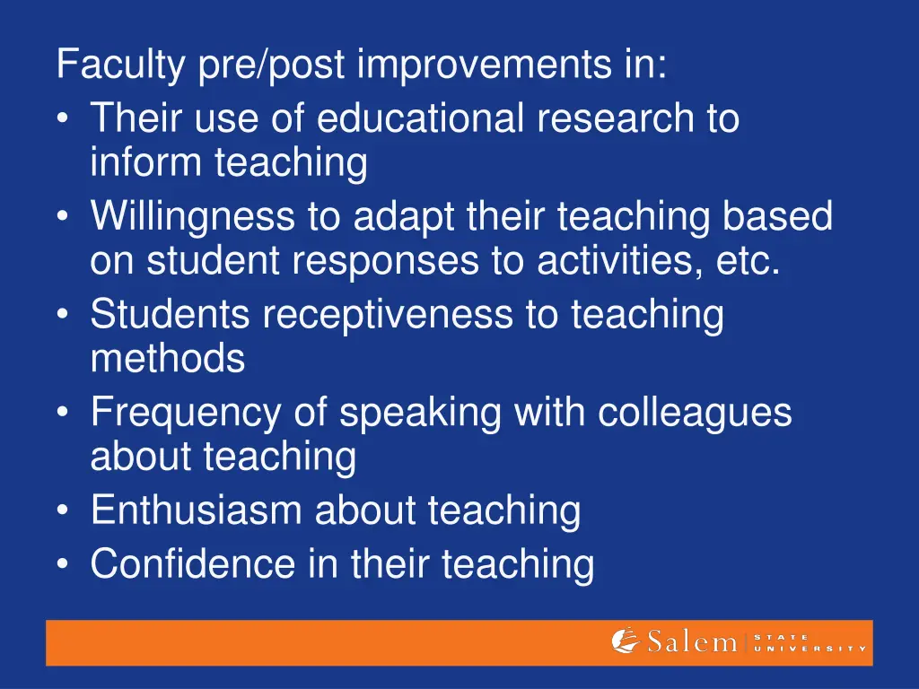 faculty pre post improvements in their