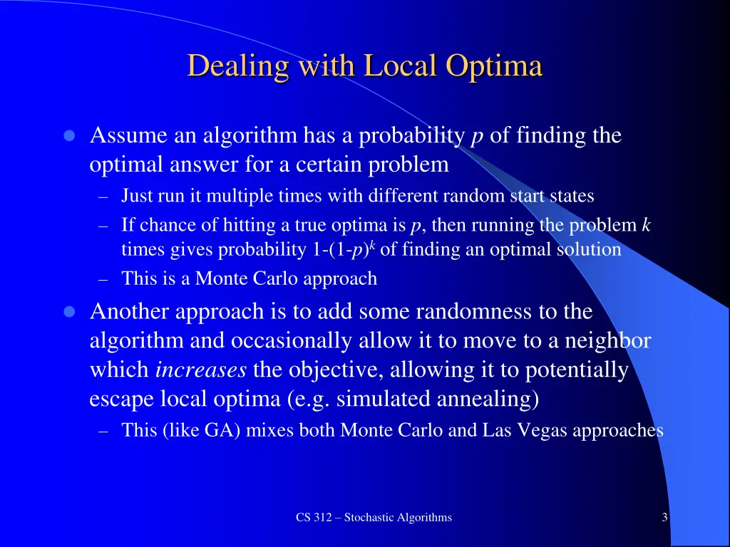 dealing with local optima