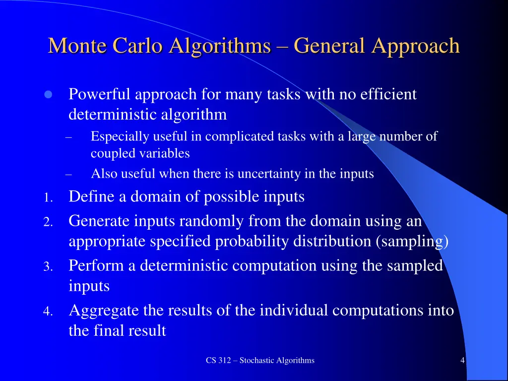 monte carlo algorithms general approach