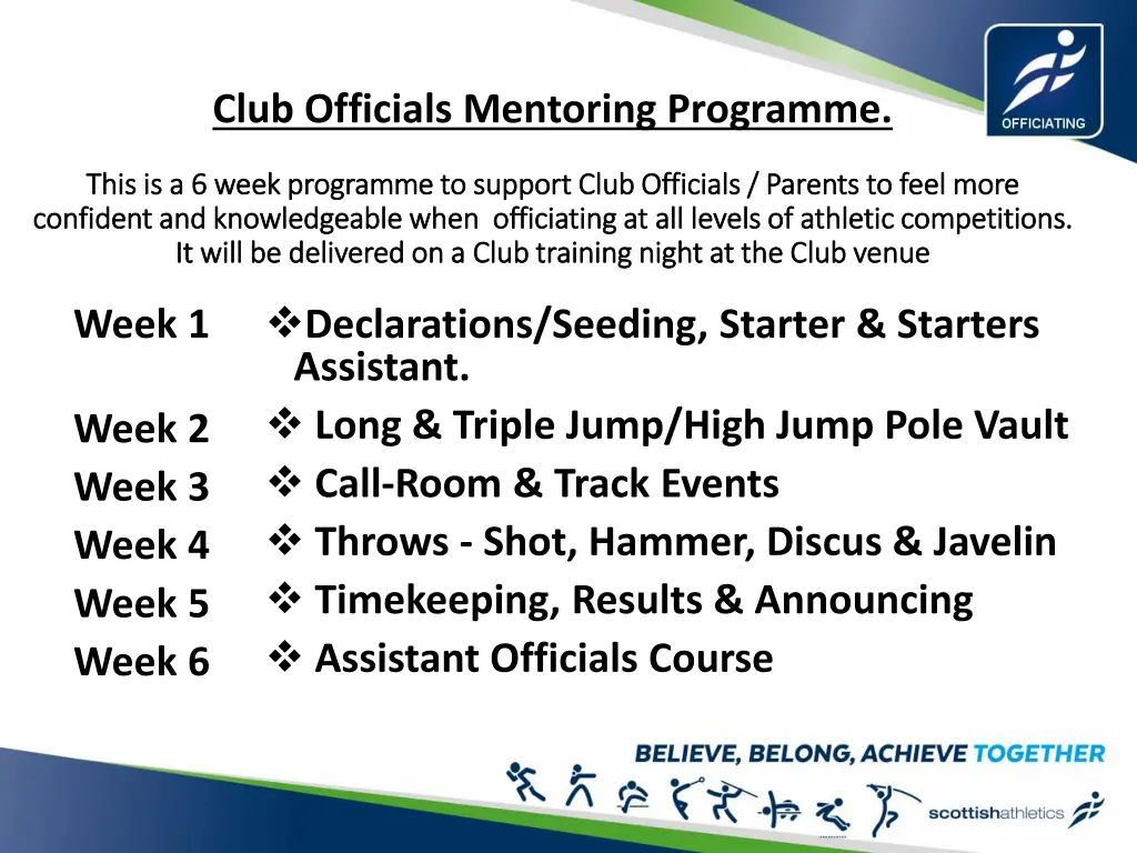 club officials mentoring programme