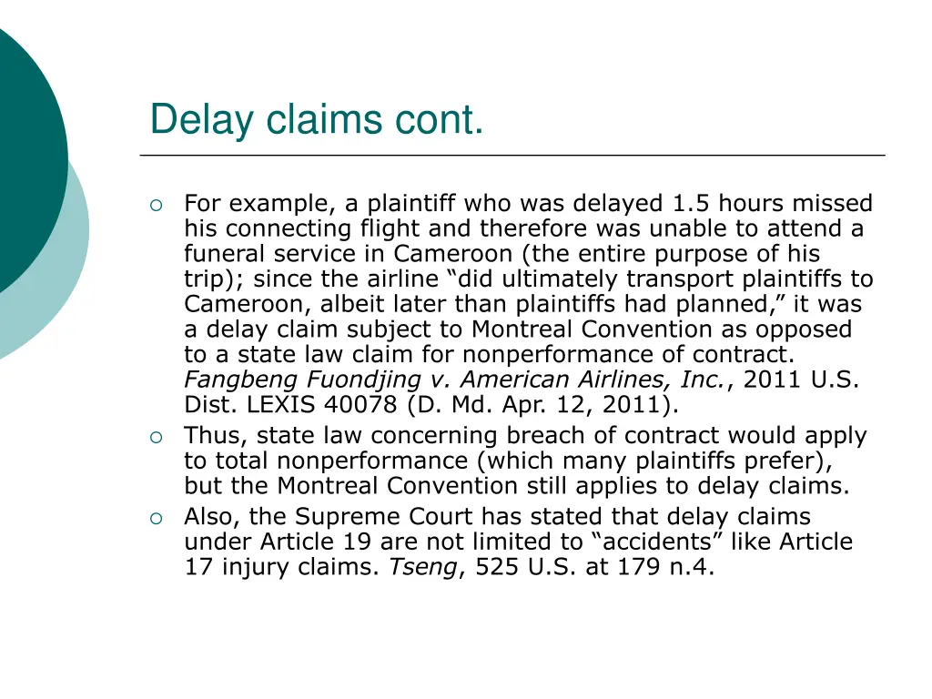 delay claims cont