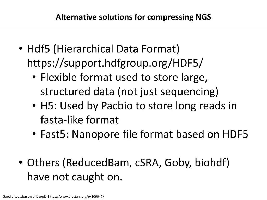 alternative solutions for compressing ngs