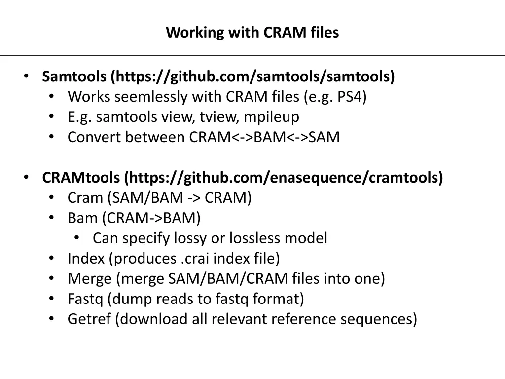 working with cram files