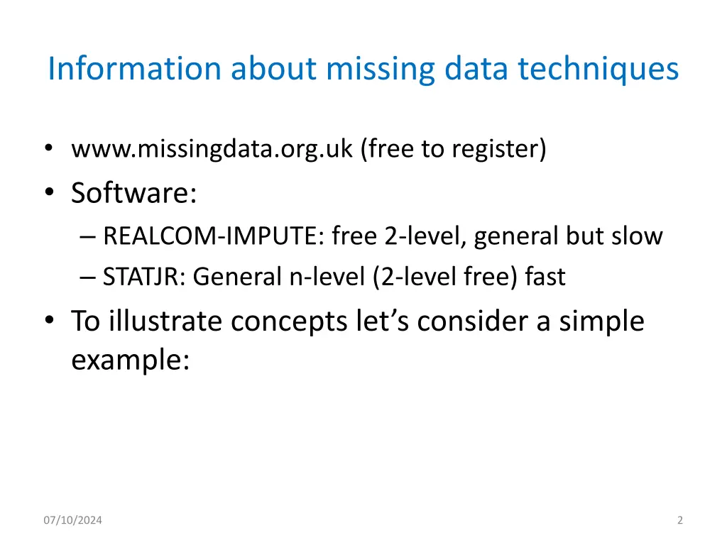 information about missing data techniques